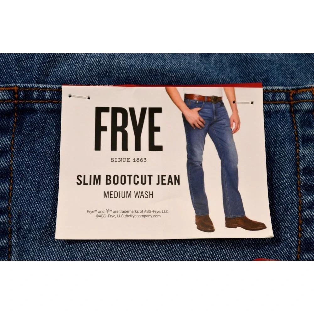Frye Slim Bootcut 5-Pocket 100% Cotton Denim Jeans Mens 34x30 Medium Wash Nwt's